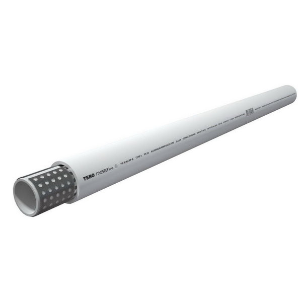 Труба полипропиленовая армированная алюминием TEBO - 90x15.0 SDR6 (PN25,Tmax70°C,4 м штанга)